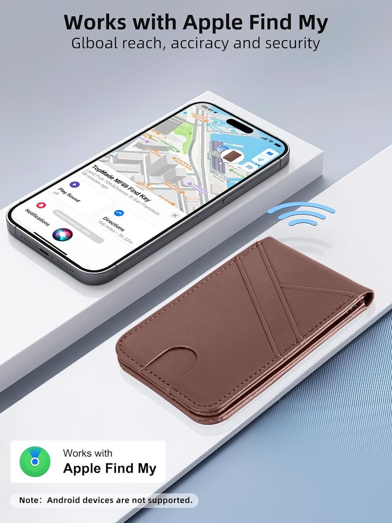 TopMade for MagSafe Wallet, Works with Apple Find My, Magnetic Wallet for iPhone 17/16/15/14/13/12 Series, for iPhone Wallet Stand with Finder Tracker, 6 Card Holder, RFID Blocking, Slim, Dark Brown - Image 2